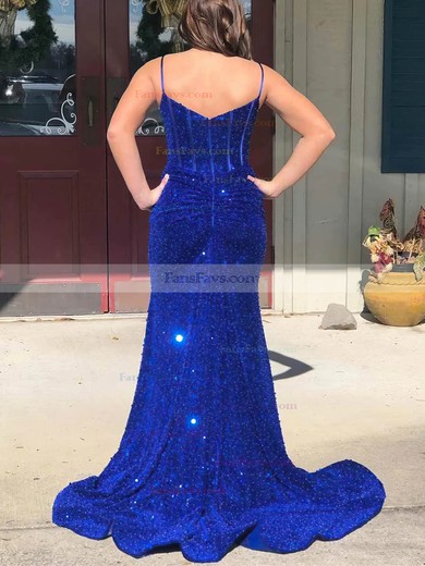 Trumpet/Mermaid V-neck Sequined Sweep Train Prom Dresses #Favs020115520