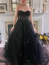 Princess Sweetheart Tulle Sweep Train Prom Dresses With Appliques Lace #Favs020115525
