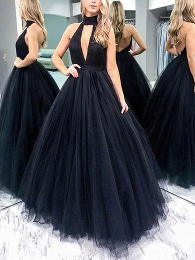 Ball Gown Halter Tulle Sweep Train Prom Dresses #Favs020115563