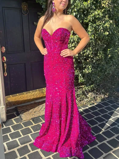 Trumpet/Mermaid Sweetheart Sequined Sweep Train Prom Dresses #Favs020115573