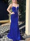 Trumpet/Mermaid V-neck Sequined Sweep Train Prom Dresses With Ruffles #Favs020115579