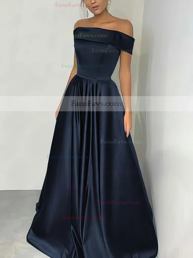A-line Off-the-shoulder Silk-like Satin Floor-length Prom Dresses #Favs020105934