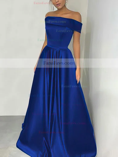 A-line Off-the-shoulder Silk-like Satin Floor-length Prom Dresses #Favs020105934