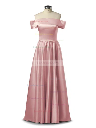A-line Off-the-shoulder Silk-like Satin Floor-length Prom Dresses #Favs020105934