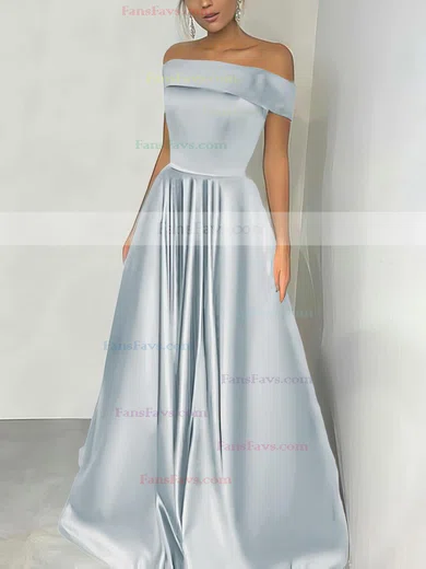 A-line Off-the-shoulder Silk-like Satin Floor-length Prom Dresses #Favs020105934