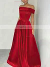 A-line Off-the-shoulder Silk-like Satin Floor-length Prom Dresses #Favs020105934