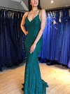 Trumpet/Mermaid V-neck Lace Sweep Train Prom Dresses #Favs020115591