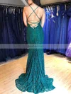 Trumpet/Mermaid V-neck Lace Sweep Train Prom Dresses #Favs020115591