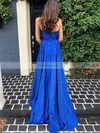 A-line Halter Silk-like Satin Sweep Train Prom Dresses With Split Front #Favs020115592