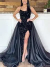 Sheath/Column Scoop Neck Organza Sequined Detachable Prom Dresses With Split Front #Favs020115618
