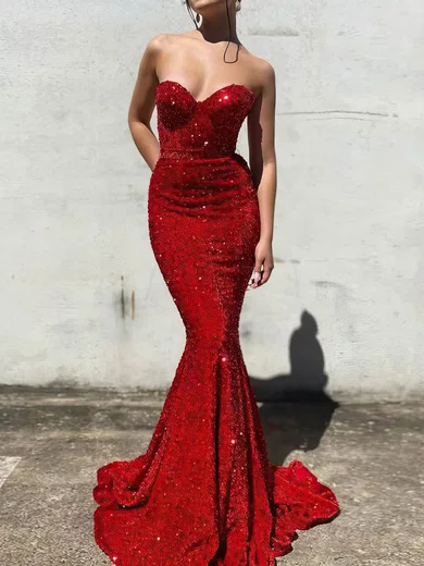 Trumpet/Mermaid Sweetheart Sequined Sweep Train Prom Dresses #Favs020115622