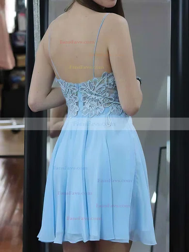 A-line V-neck Chiffon Short/Mini Short Prom Dresses With Lace #Favs020020110270
