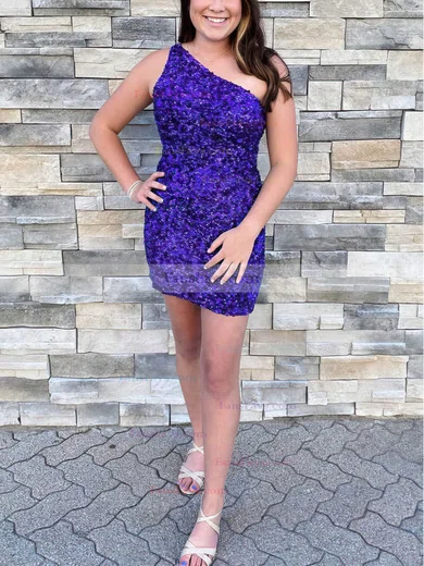 Sheath/Column One Shoulder Sequined Short/Mini Short Prom Dresses #Favs020020110564