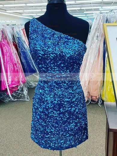 Sheath/Column One Shoulder Sequined Short/Mini Short Prom Dresses #Favs020020110564