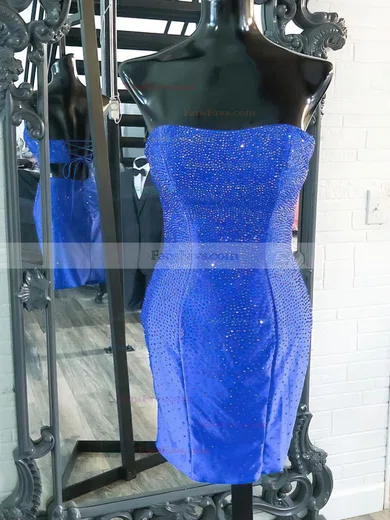 Sheath/Column Strapless Jersey Short/Mini Short Prom Dresses #Favs020020110567