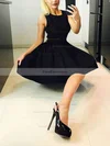 A-line Scoop Neck Satin Knee-length Short Prom Dresses #Favs020020111390