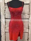 Sheath/Column Scoop Neck Jersey Short/Mini Short Prom Dresses With Split Front #Favs020020110569