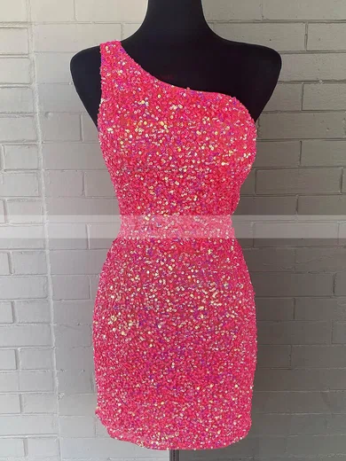 Sheath/Column One Shoulder Sequined Short/Mini Short Prom Dresses #Favs020020109816