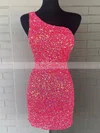 Sheath/Column One Shoulder Sequined Short/Mini Short Prom Dresses #Favs020020109816
