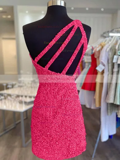 Sheath/Column One Shoulder Sequined Short/Mini Short Prom Dresses #Favs020020108866