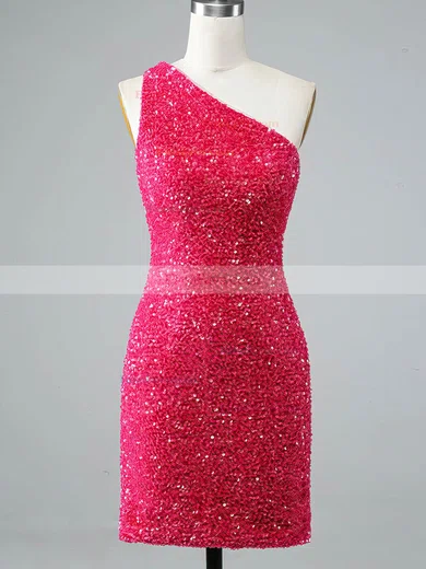 Sheath/Column One Shoulder Sequined Short/Mini Short Prom Dresses #Favs020020108866