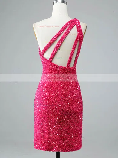 Sheath/Column One Shoulder Sequined Short/Mini Short Prom Dresses #Favs020020108866