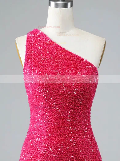 Sheath/Column One Shoulder Sequined Short/Mini Short Prom Dresses #Favs020020108866