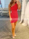 Sheath/Column One Shoulder Sequined Short/Mini Short Prom Dresses #Favs020020108866