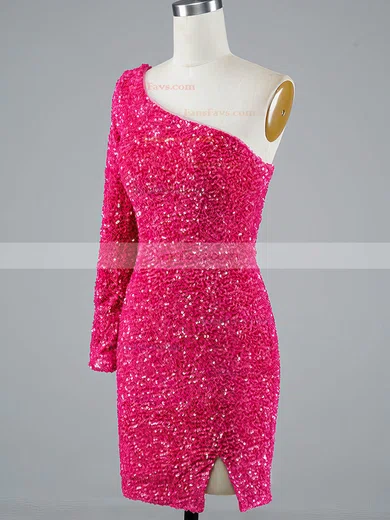 Sheath/Column One Shoulder Sequined Short/Mini Short Prom Dresses #Favs020020108867