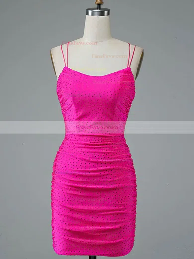 Sheath/Column Scoop Neck Silk-like Satin Short/Mini Beading Short Prom Dresses #Favs020020108869