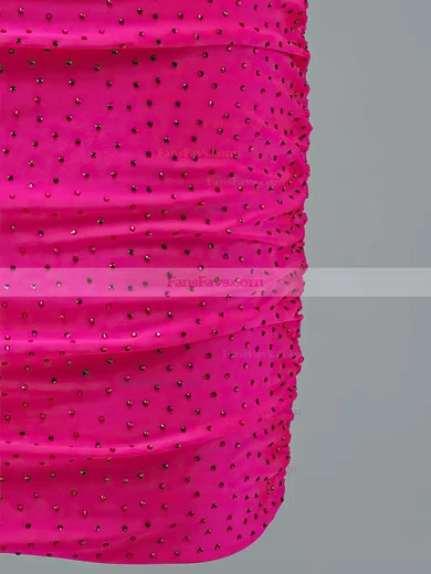 Sheath/Column Scoop Neck Silk-like Satin Short/Mini Beading Short Prom Dresses #Favs020020108869