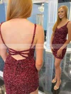 Sheath/Column V-neck Sequined Short/Mini Short Prom Dresses #Favs020020110574