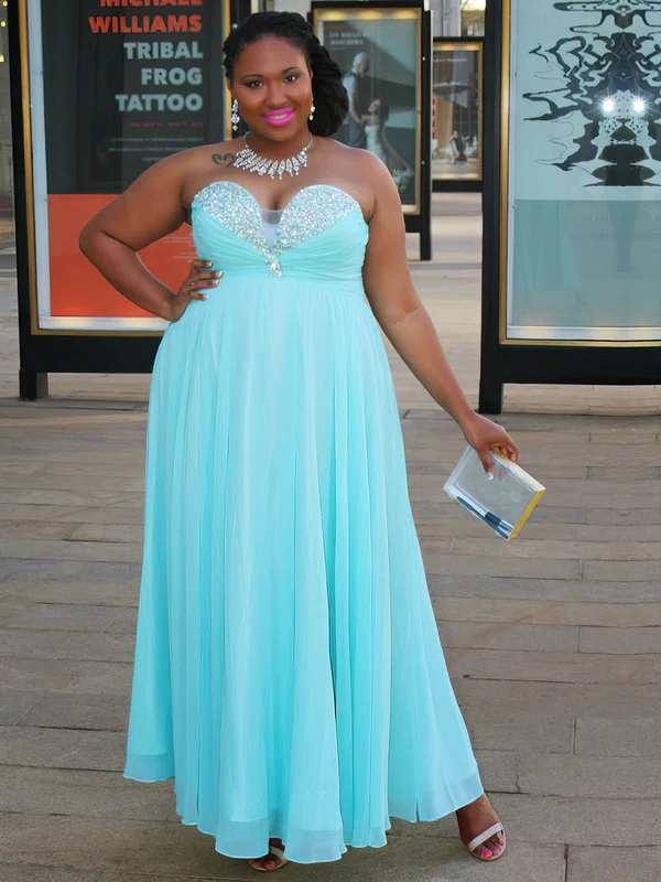 A-line Chiffon Ankle-length Beading prom dress #Favs020105965