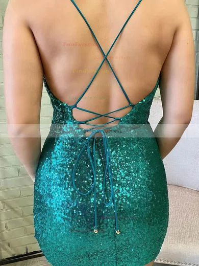 Sheath/Column Cowl Neck Sequined Short/Mini Short Prom Dresses #Favs020020110575