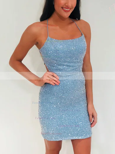 Sheath/Column Scoop Neck Glitter Short/Mini Short Prom Dresses #Favs020020111397