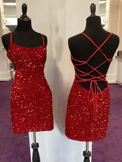 Sheath/Column Scoop Neck Sequined Short/Mini Short Prom Dresses #Favs020020109822