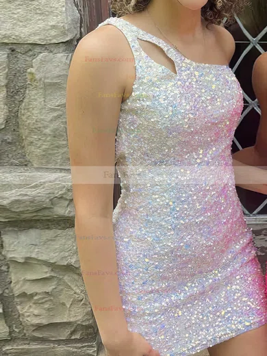 Sheath/Column One Shoulder Sequined Short/Mini Short Prom Dresses #Favs020020110576