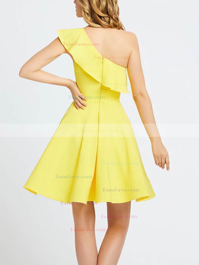 A-line One Shoulder Stretch Crepe Knee-length Short Prom Dresses #Favs020020111399