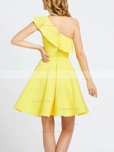 A-line One Shoulder Stretch Crepe Knee-length Short Prom Dresses #Favs020020111399