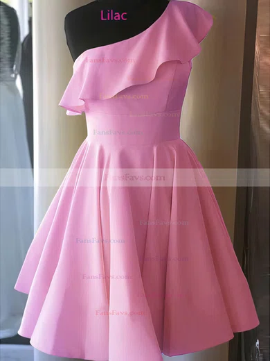 A-line One Shoulder Stretch Crepe Knee-length Short Prom Dresses #Favs020020111399