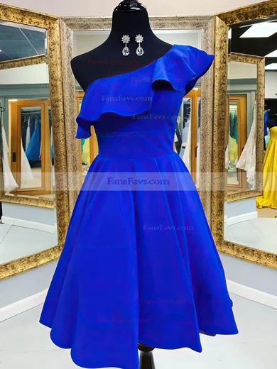 A-line One Shoulder Stretch Crepe Knee-length Short Prom Dresses #Favs020020111399