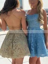 A-line Scoop Neck Tulle Lace Knee-length Short Prom Dresses With Appliques Lace #Favs020020111401