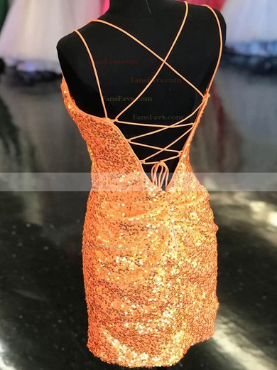 Sheath/Column V-neck Sequined Short/Mini Short Prom Dresses #Favs020020109826