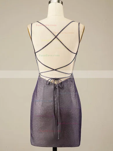 Sheath/Column Square Neckline Shimmer Crepe Short/Mini Short Prom Dresses #Favs020020108882