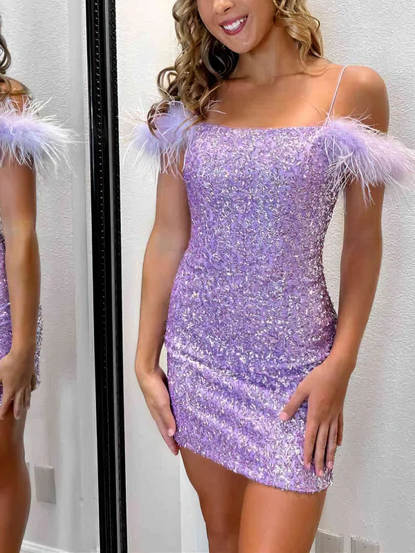 Sheath/Column Square Neckline Glitter Short/Mini Short Prom Dresses #Favs020020111405