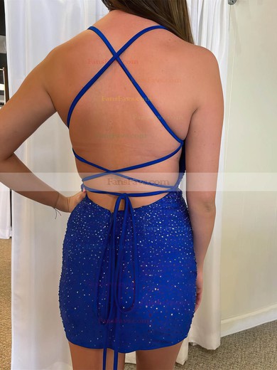 Sheath/Column Scoop Neck Jersey Short/Mini Short Prom Dresses With Beading #Favs020020110586