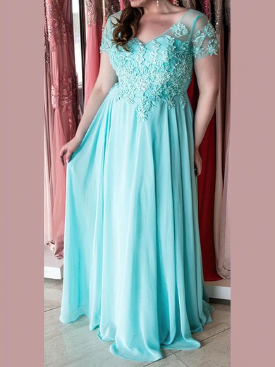 A-line Sweetheart Chiffon Floor-length Appliques Lace prom dress #Favs020105976