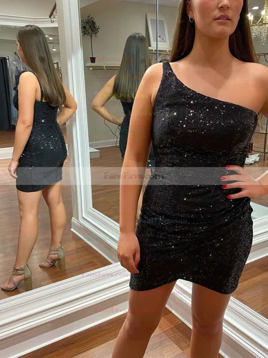Sheath/Column One Shoulder Sequined Short/Mini Short Prom Dresses #Favs020020110587