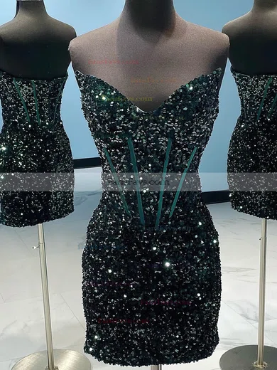 Sheath/Column V-neck Sequined Short/Mini Short Prom Dresses #Favs020020109835