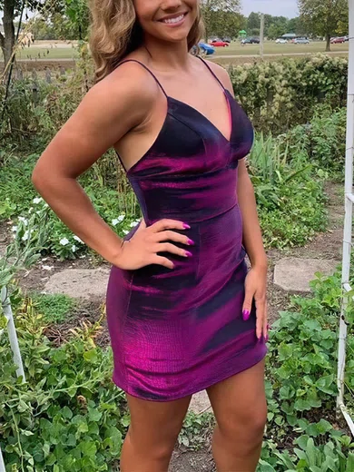 Sheath/Column V-neck Velvet Short/Mini Short Prom Dresses #Favs020020110591